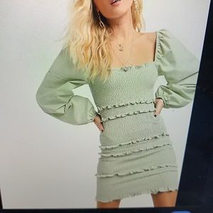 Top shop long sleeve green dress